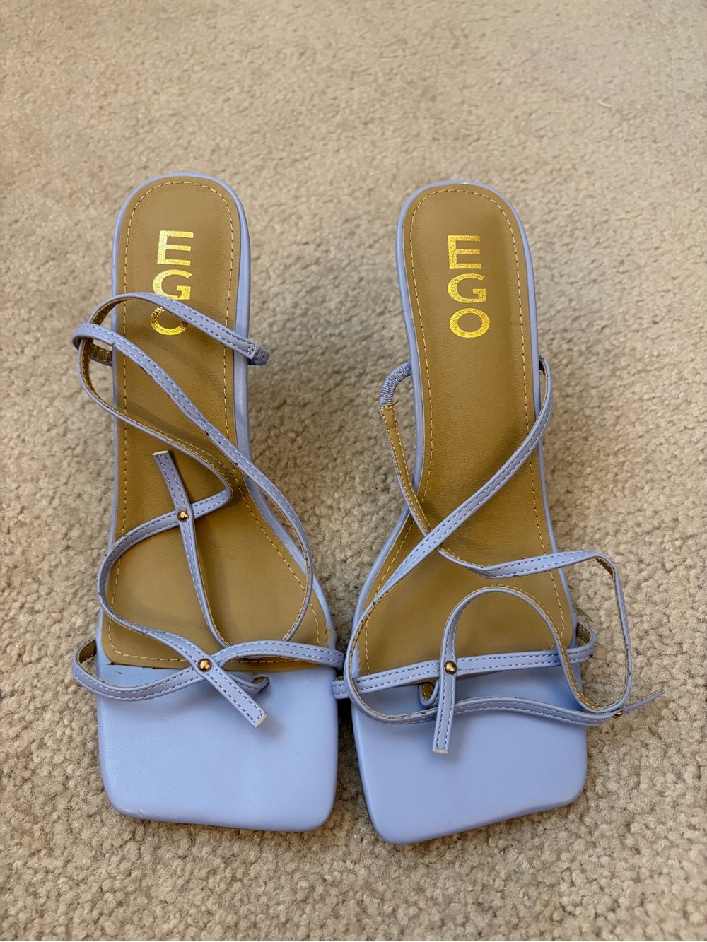EGO Pastel Lilac Strappy Square-Toe Heels